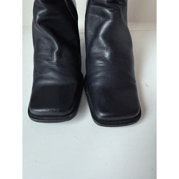 St John’s Bay Womens Knee High Boots Size 8.5 M Black 100% Leather Square Toe - Picture 4 of 11